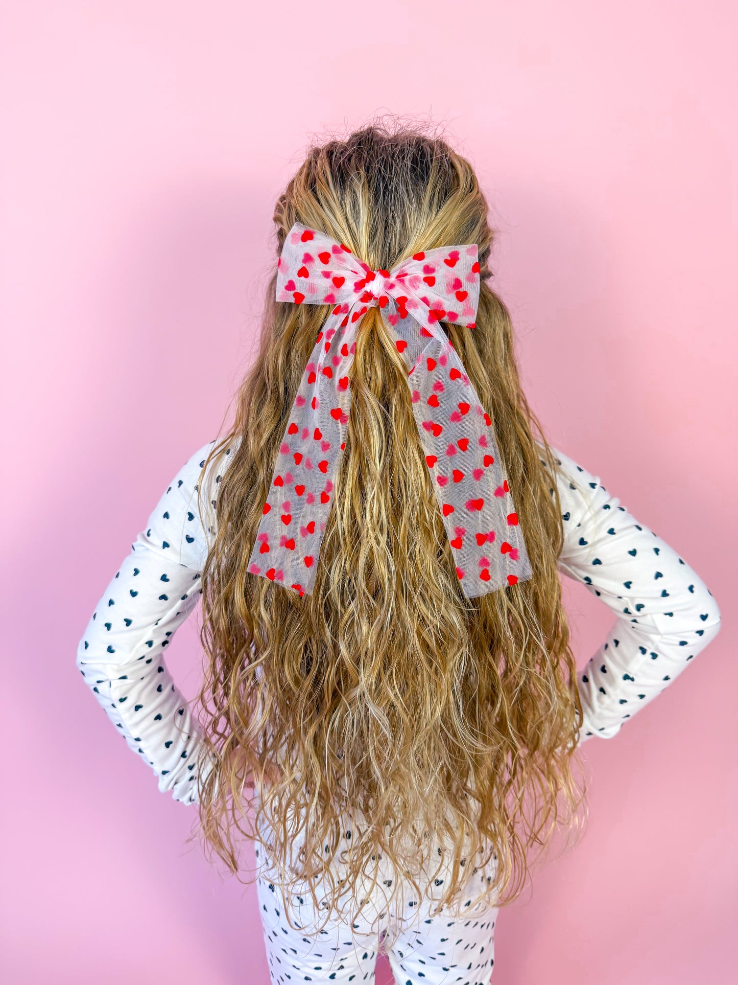 Hearts mesh XL bow