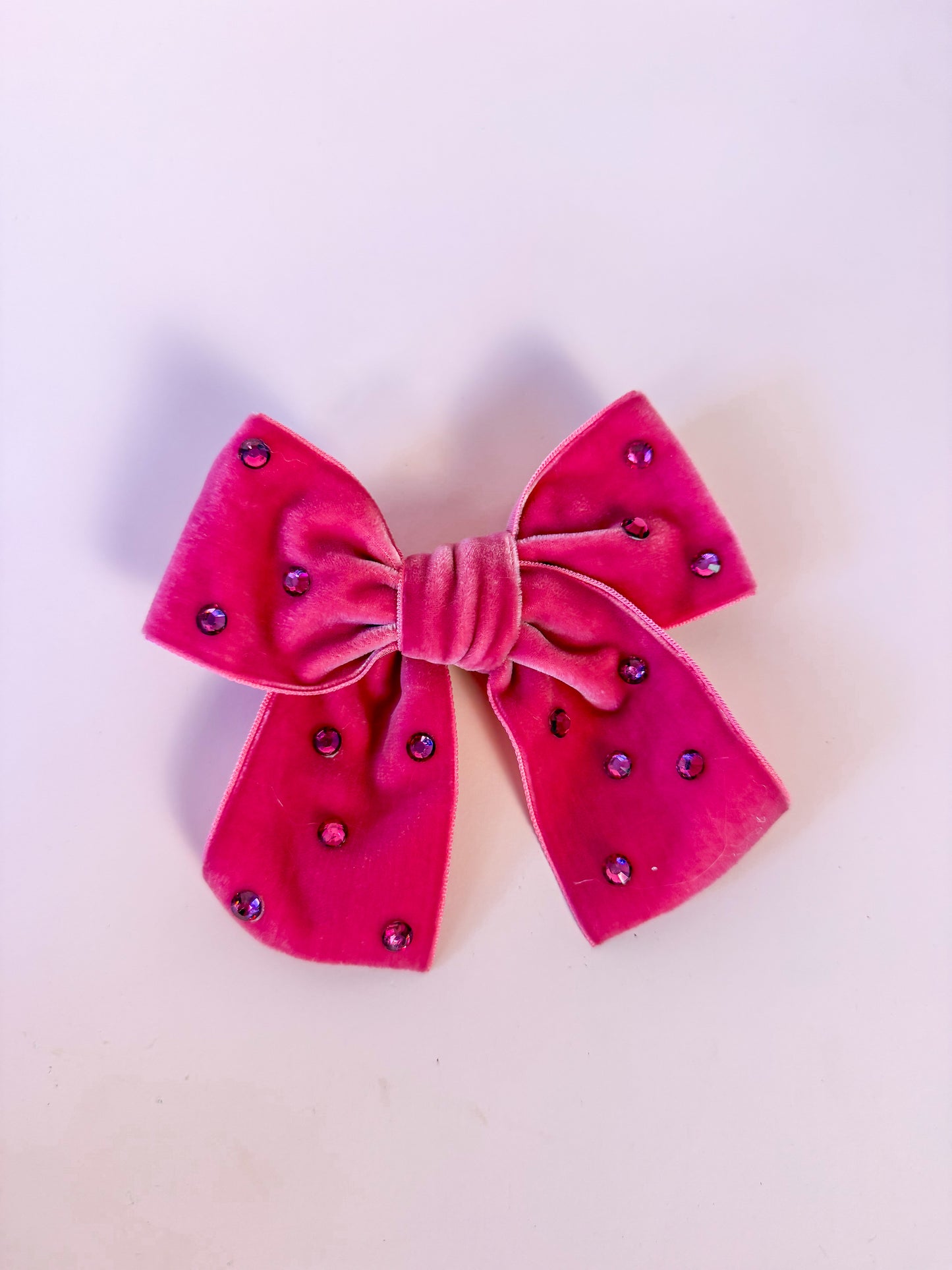pink velvet with pink rhinestone bow