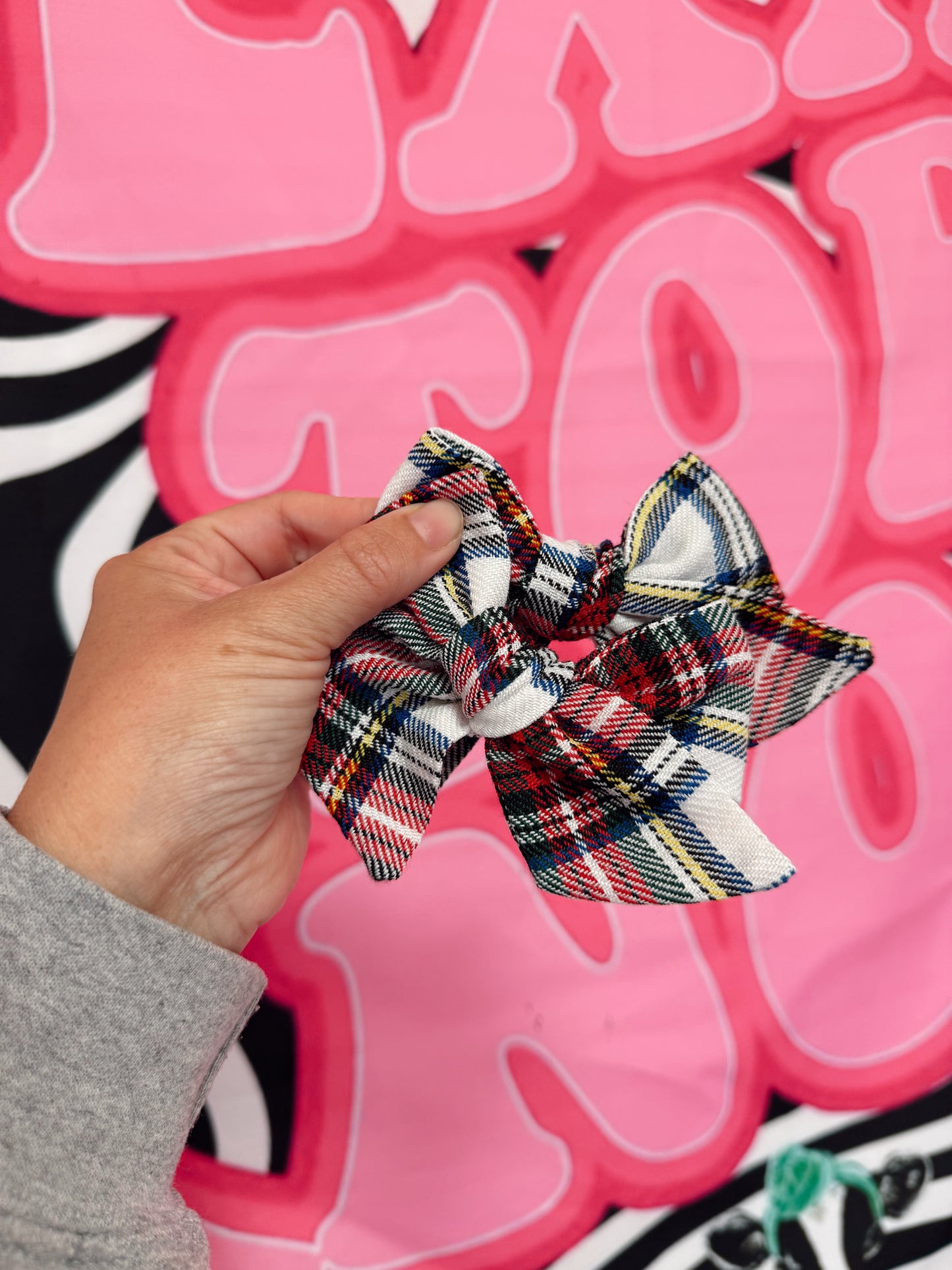 Christmas Plaid white piggies