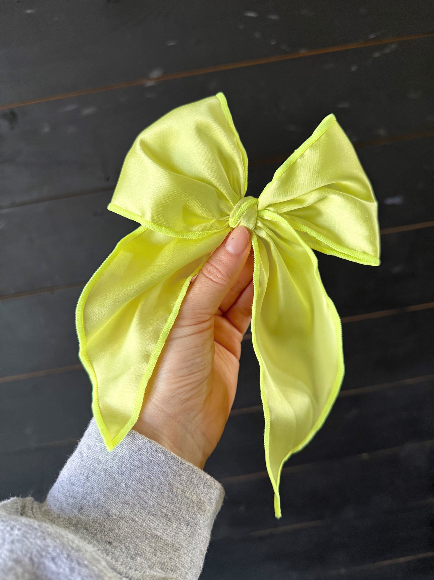 neon yellow silk big bow