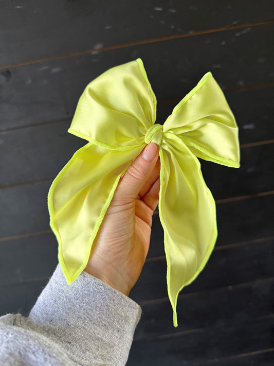 neon yellow silk big bow