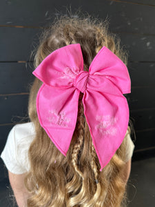 distressed hott pink big bow