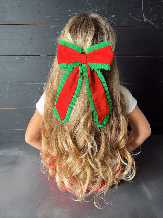 Red w Green trim XL bow