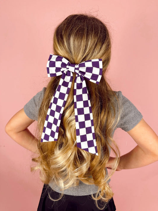 PURPLE+WHITE CHECK Big Bow