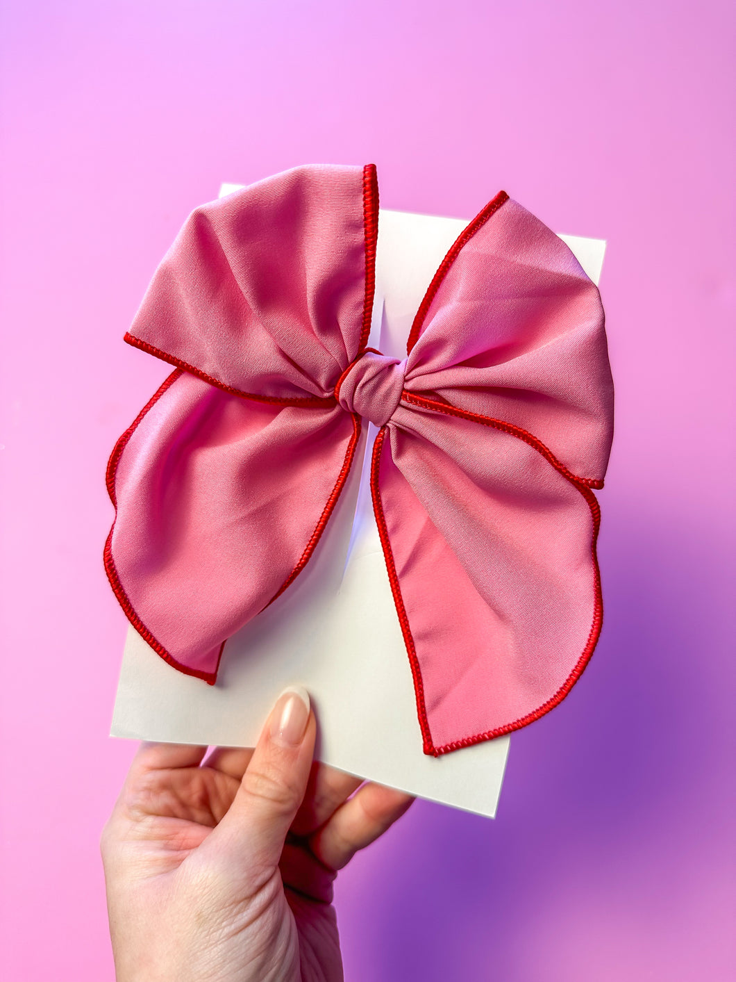 Pink With Red Trim Big Bow