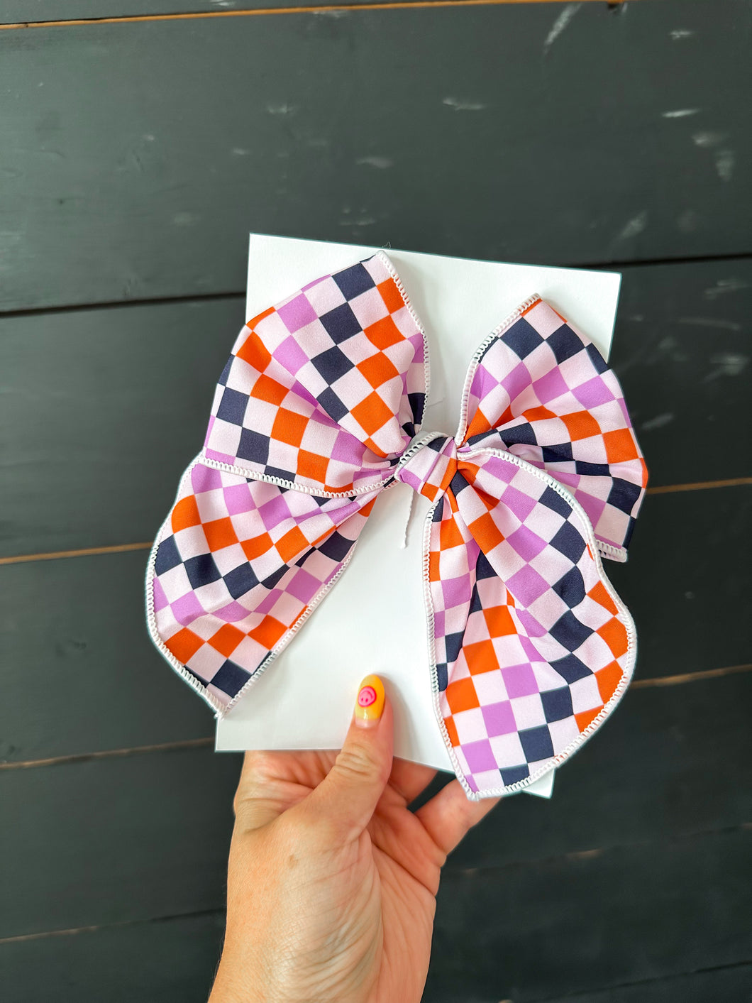 Purple Halloween Checker Big Bow