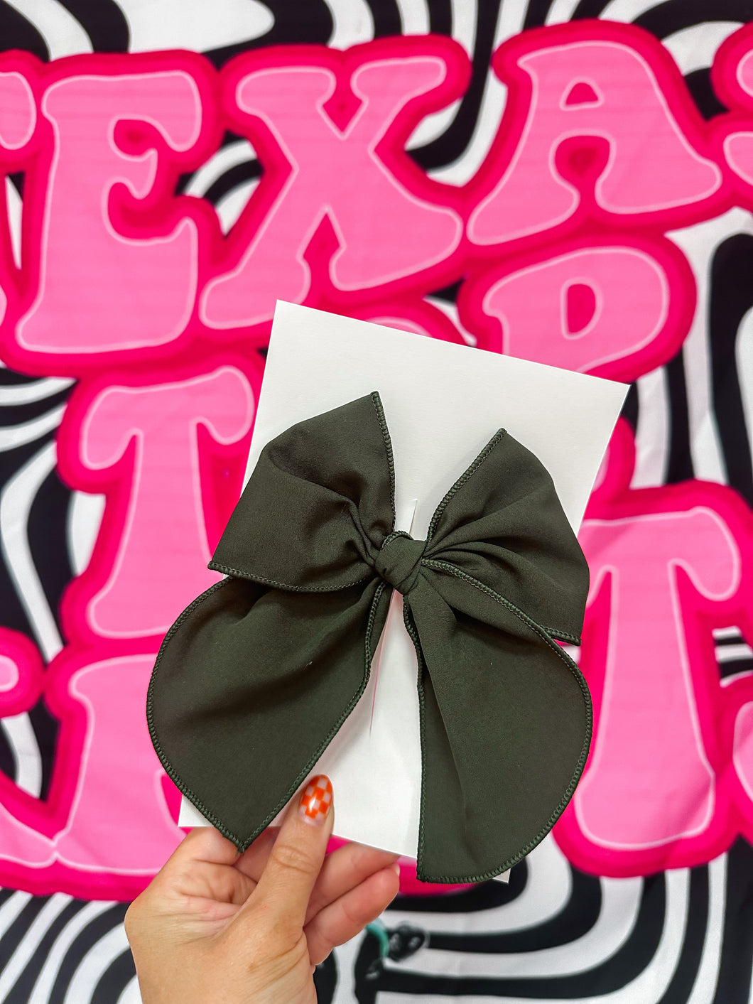 dark green big bow