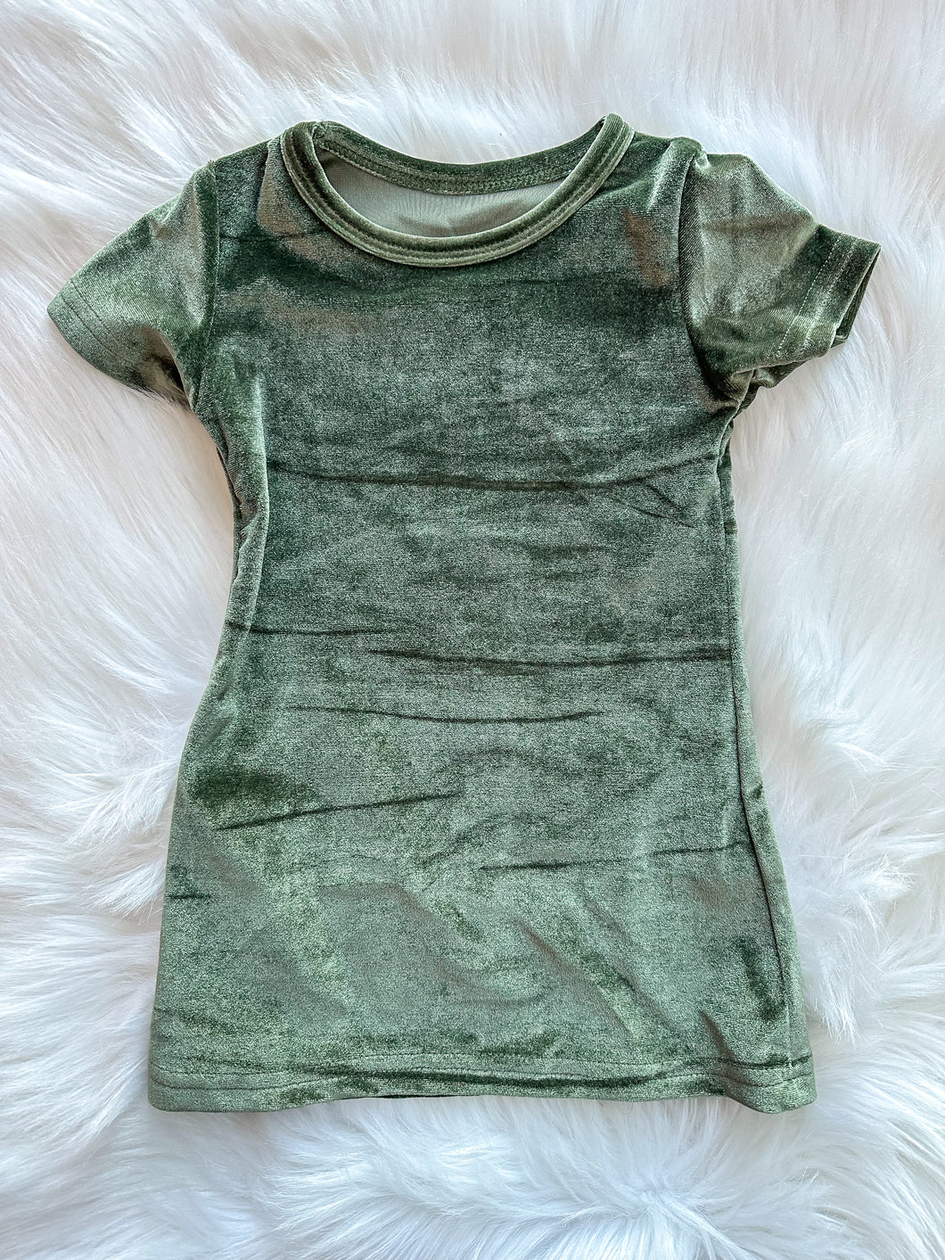 olive velvet t-shirt dress
