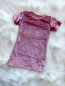 dusty pink velvet t-shirt dress
