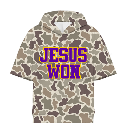 JESUS WON HOODED SHIRT PURPLE/GOLD