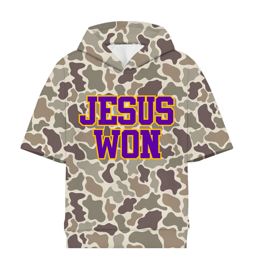 JESUS WON HOODED SHIRT PURPLE/GOLD