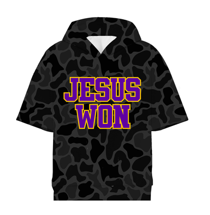 JESUS WON HOODED SHIRT PURPLE/GOLD