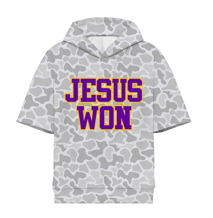 JESUS WON HOODED SHIRT PURPLE/GOLD