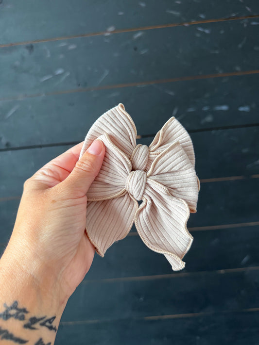beige ribbed piggie set