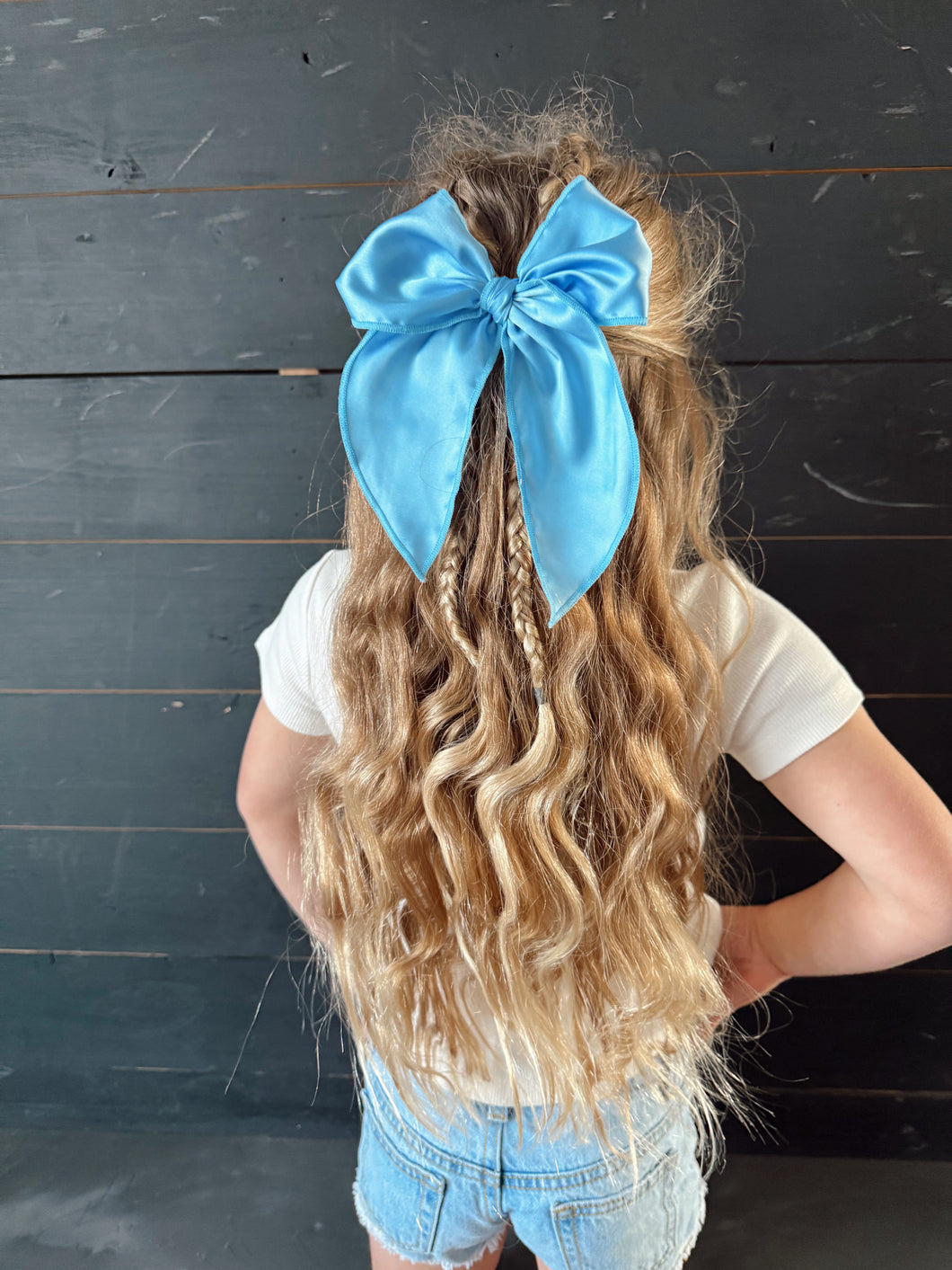 powder blue silk big bow