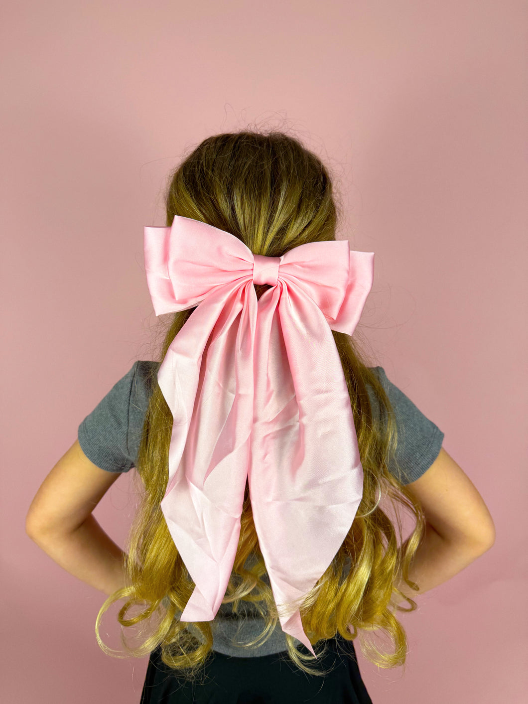 Baby Pink silk XL bow