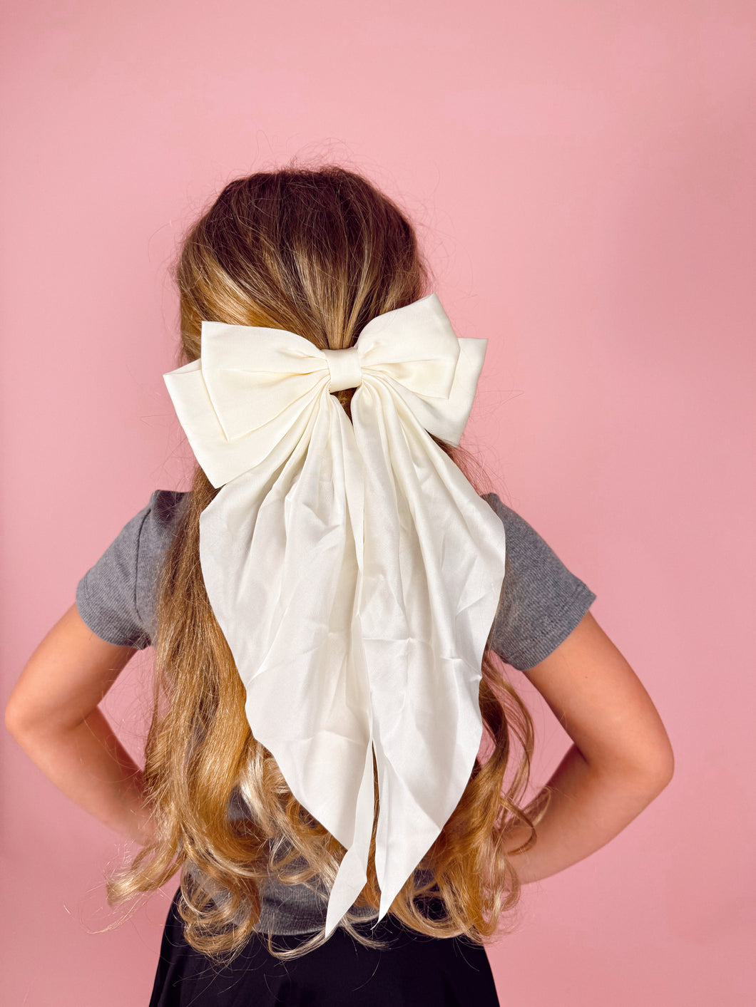 Cream silk XL bow
