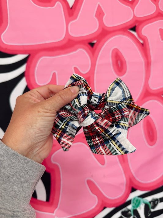 Christmas Plaid white piggies