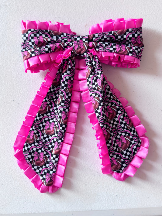 Pink football XL bow