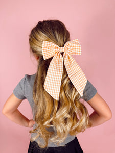 Peach Gingham big bow