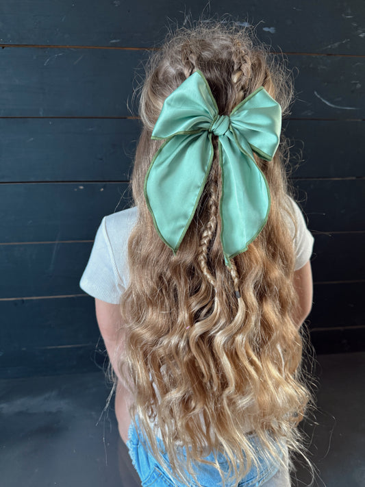 sage green silk big bow