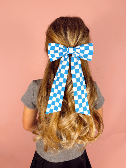 Light Blue Check Big Bow