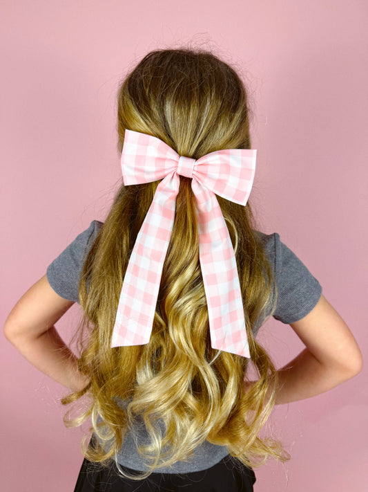 Light Pink Gingham Big Bow