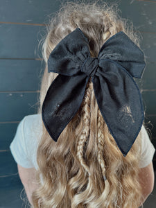 distressed black big bow