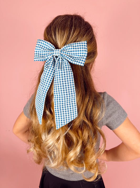Blue gingham big bow