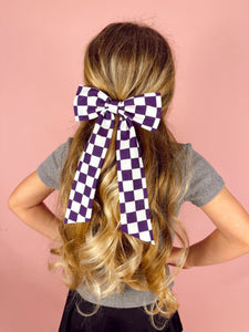 Purple Check Big Bow
