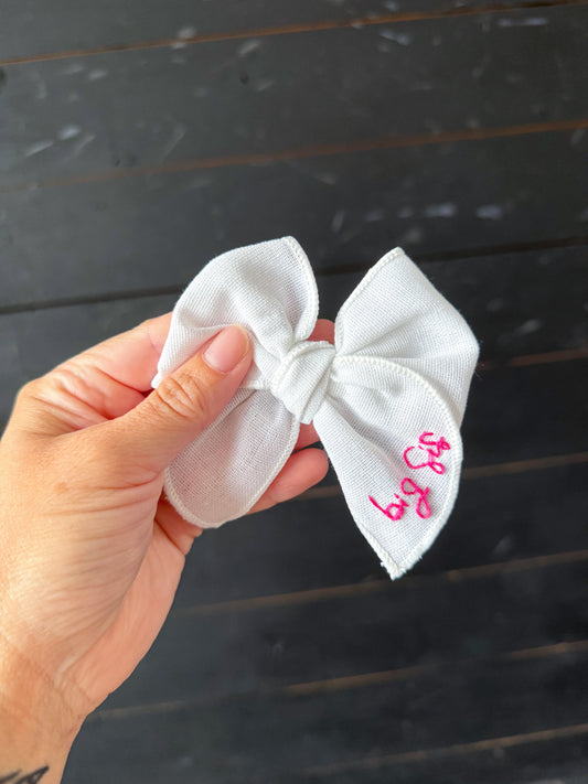 big sis white little bow